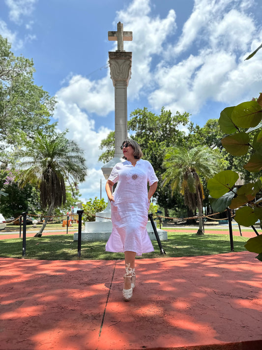 Sunflower linen dress