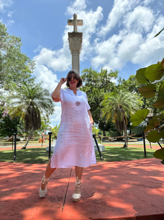 Sunflower linen dress