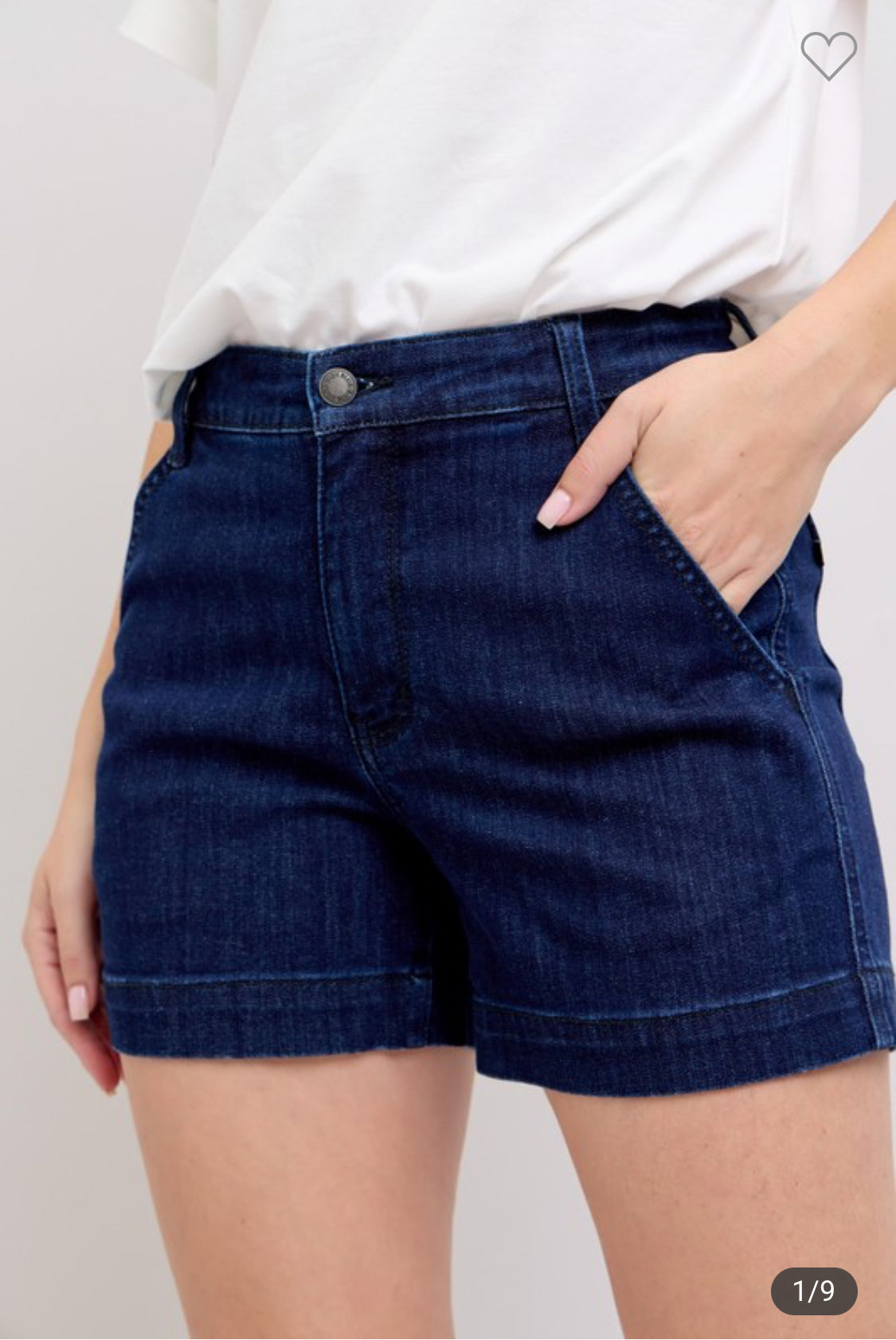 Dark wash denim short