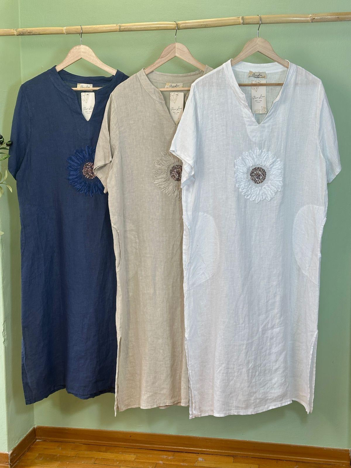 Sunflower linen dress