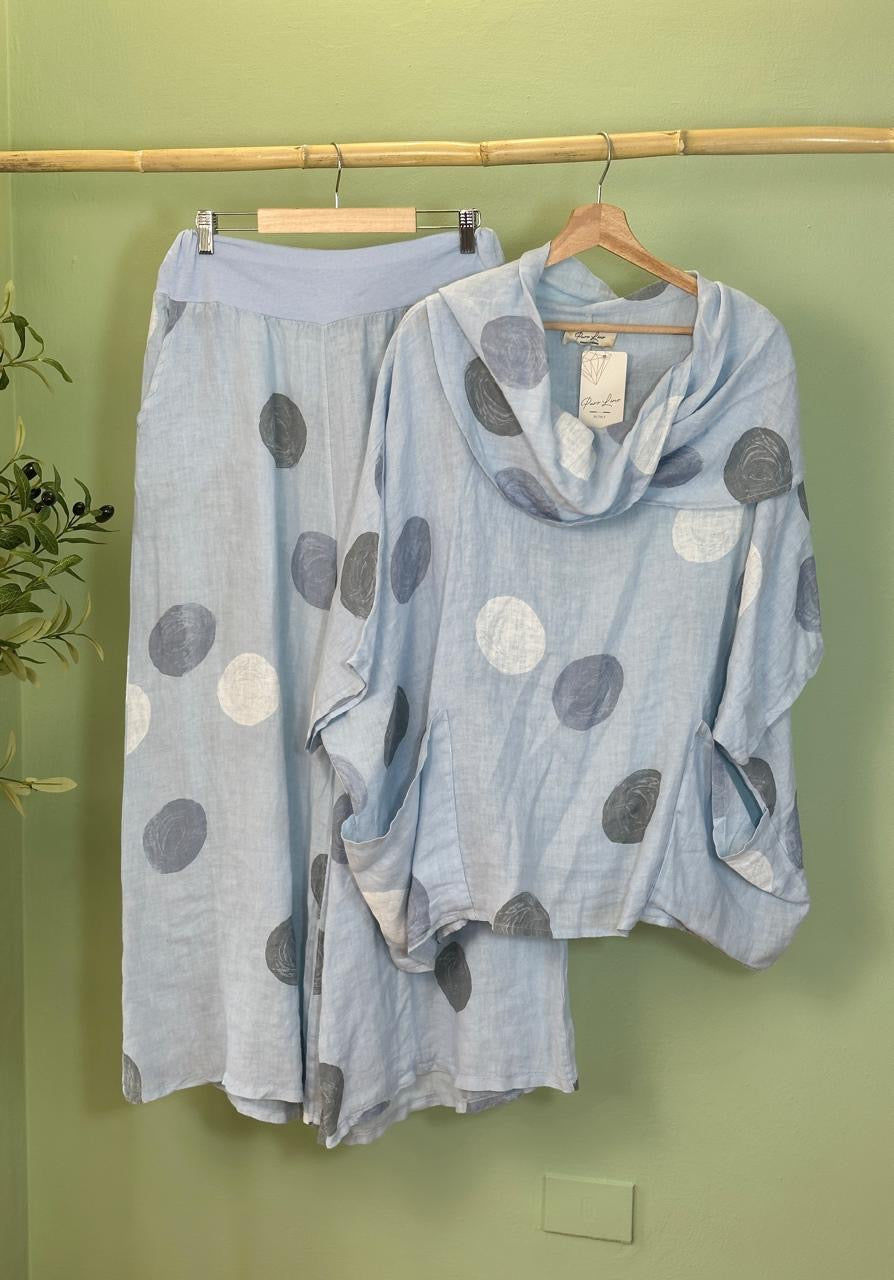 Polka dot linen set